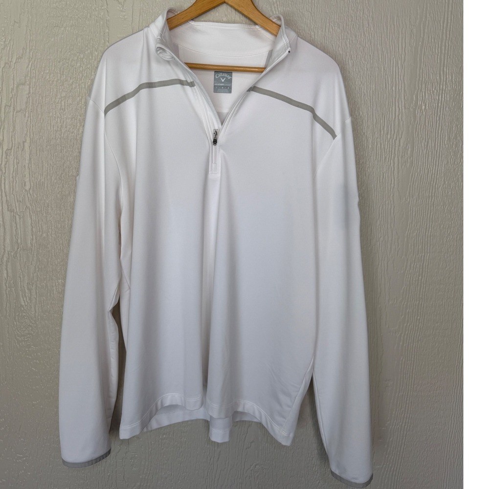 Callaway Mens Pebble Beach Golf Links Weather Series Quarter Zip White L EUC
